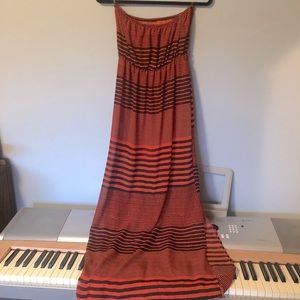 boho sleeveless striped maxi dress